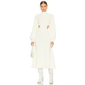 WeWoreWhat Women's Ivory White Middle Cutout Mock Neck Sweater Dress Size Small